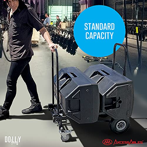 AxcessAbles Heavy Duty Folding Equipment Dolly Cart with Wheels | 700lb Capacity | DJ Equipment Cart | Moving Hand Truck Dolly | Telescoping Frame to 4.6ft.| Production Multicart | Fully Assembled