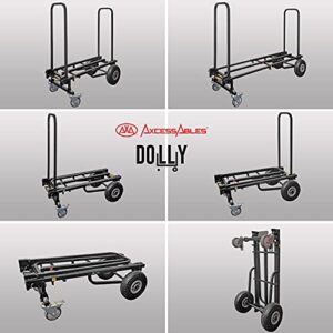 AxcessAbles Heavy Duty Folding Equipment Dolly Cart with Wheels | 700lb Capacity | DJ Equipment Cart | Moving Hand Truck Dolly | Telescoping Frame to 4.6ft.| Production Multicart | Fully Assembled