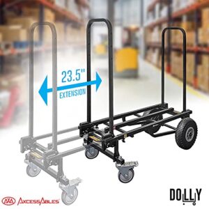 AxcessAbles Heavy Duty Folding Equipment Dolly Cart with Wheels | 700lb Capacity | DJ Equipment Cart | Moving Hand Truck Dolly | Telescoping Frame to 4.6ft.| Production Multicart | Fully Assembled