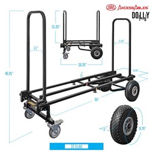 AxcessAbles Heavy Duty Folding Equipment Dolly Cart with Wheels | 700lb Capacity | DJ Equipment Cart | Moving Hand Truck Dolly | Telescoping Frame to 4.6ft.| Production Multicart | Fully Assembled