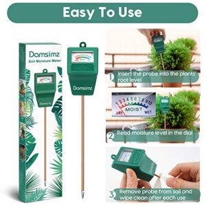 Damsimz Soil Moisture Meter, Plant Moisture Meter, Plant Water Meter Hydrometer for Plants Care, Gardening, Farming, Indoor & Outdoor Plants (No Battery Needed) Green