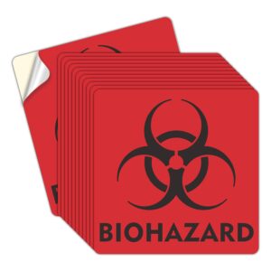 (12 pack) biohazard stickers sign, 6x6 inches waterproof biohazard warning label，6 mil vinyl self adhesive durable decal stickers use for labs, hospitals and industrial