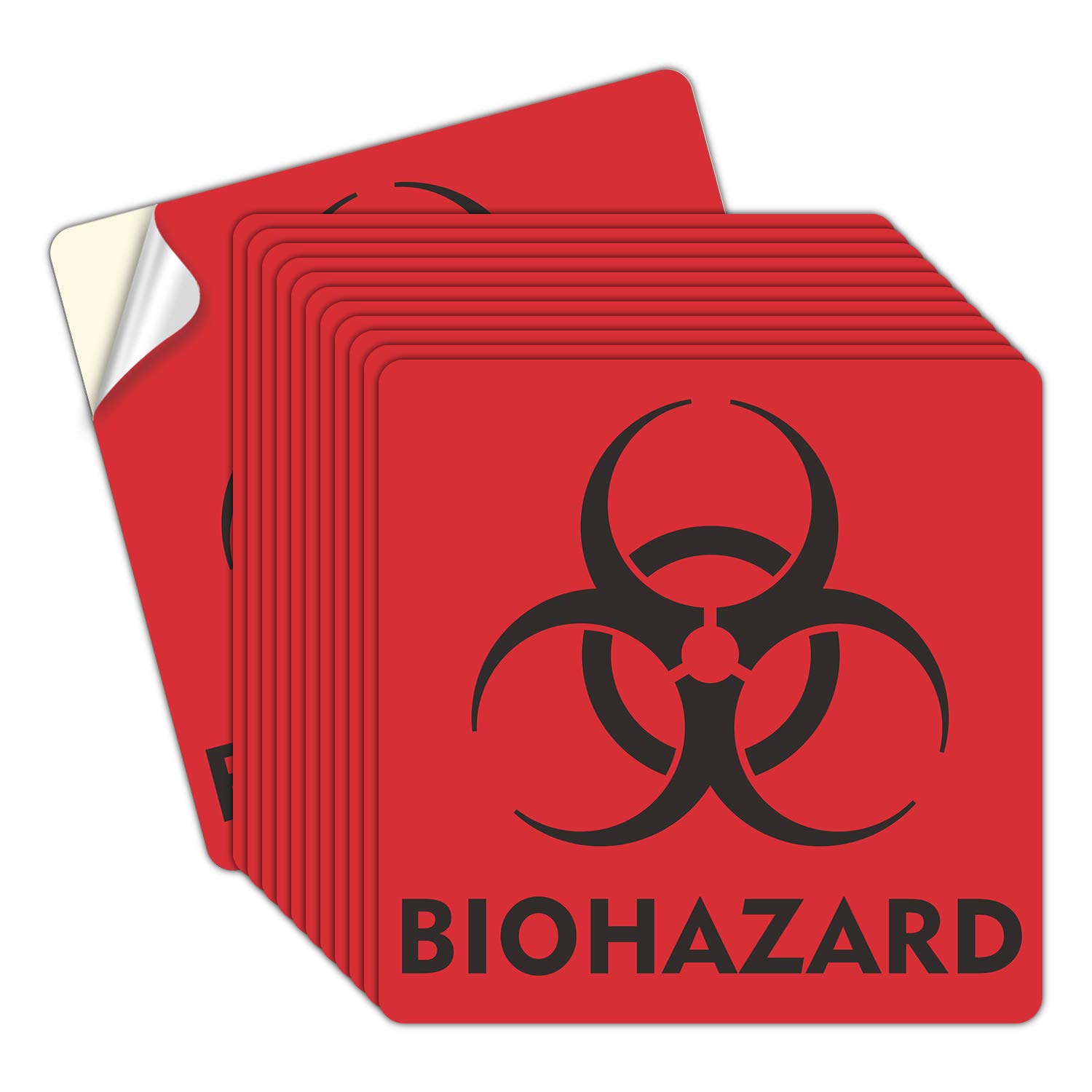(12 Pack) Biohazard Stickers Sign, 6x6 Inches Waterproof Biohazard Warning Label，6 Mil Vinyl Self Adhesive Durable Decal Stickers Use for Labs, Hospitals and Industrial