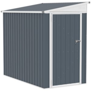 outsunny 4' x 6' steel garden storage shed lean to shed outdoor metal tool house with lockable door and 2 air vents for backyard, patio, lawn
