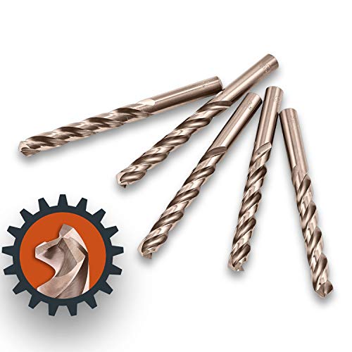 Lichamp 1/2" HSS Cobalt Drill Bits 5PCS with Three Flute for Hard Metal, Hardened Stainless Steel and Cast Iron