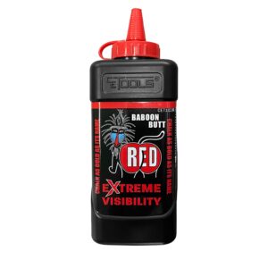 CE TOOLS SnapBack Chalk Line with Releasable Tip & Baboon Butt Red Extreme Visibility Marking Chalk