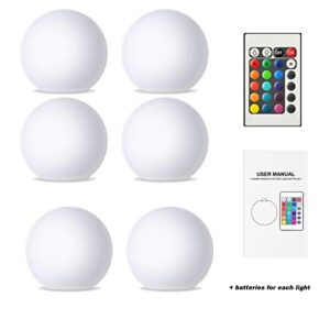 SMARTONICA Floating Light 6 Pack 16 Colors Pond Ball Lights with Remote Control 3 Lighting Modes 3 inch Waterproof Hot Tub LED Lights Kids Night Light Ball Lamp for Pool Party Decor