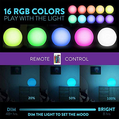 SMARTONICA Floating Light 6 Pack 16 Colors Pond Ball Lights with Remote Control 3 Lighting Modes 3 inch Waterproof Hot Tub LED Lights Kids Night Light Ball Lamp for Pool Party Decor