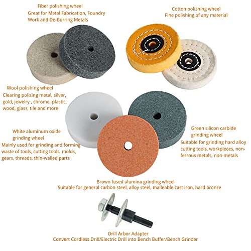 Amacupid Buffing Polishing Wheel Kits 3 inch, for Mini Bench Grinder、Electric Dril. Sharpening Knives Rust Removal Polishing.for Home DIY Grinding Polishing