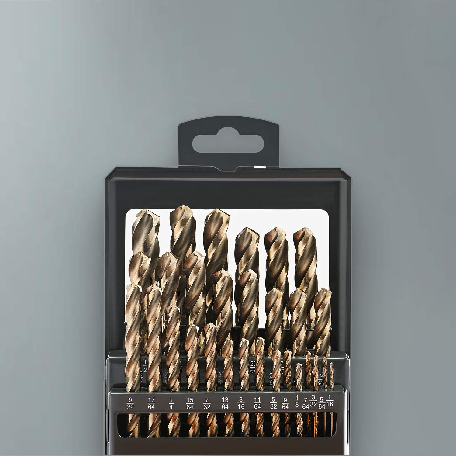Lichamp 29PCS HSS Cobalt Drill Bits Set 1/16" to 1/2" with Three Flute for Hard Metal, Hardened Stainless Steel and Cast Iron