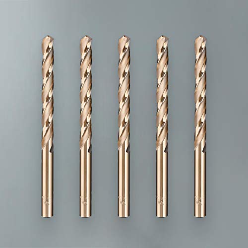 Lichamp 3/8" HSS Cobalt Drill Bits 5PCS with Three Flute for Hard Metal, Hardened Stainless Steel and Cast Iron