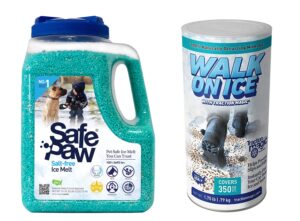 safe paw & traction magic walk on ice combo for instant grip and ice melt, child plant dog paw & pet safe, vet approved, non-toxic, 100% salt & chloride free