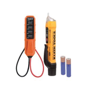 klein tools ncvt3pkit electrical test kit, dual-range non-contact voltage tester with flashlight, ac/dc voltage tester