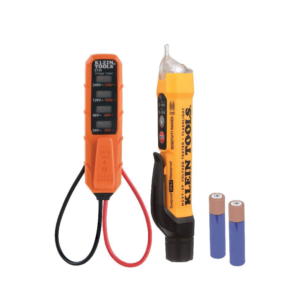 Klein Tools NCVT3PKIT Electrical Test Kit, Dual-Range Non-Contact Voltage Tester with Flashlight, AC/DC Voltage Tester