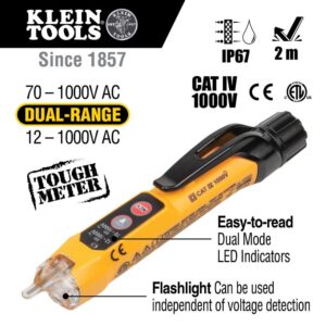 Klein Tools NCVT3PKIT Electrical Test Kit, Dual-Range Non-Contact Voltage Tester with Flashlight, AC/DC Voltage Tester