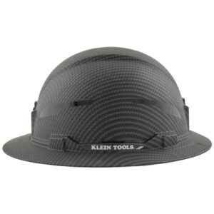 Klein Tools 60345 Hard Hat, Non-Vented Full Brim, Premium KARBN Pattern, Class E, Tested up to 20kV, Padded Sweat-Wicking Sweatband, Top Pad