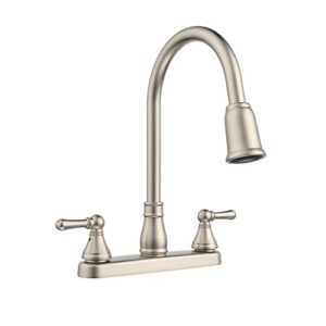 belanger ebe78wbn2 non-metallic two-handle pull-down sprayer kitchen faucet, brushed nickel
