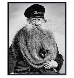 sea captain w/black cat wall art - weird creepy vintage photo - nautical wall decor - beach house decor - gift for cat lover, ocean wall art and boating fans, men, sailor - 8x10 poster picture print