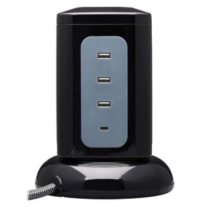 Tripp Lite Surge Protector Tower 6-Outlet 3X USB-A 1x USB C 8ft Cord Black (TLP606UCTOWER)