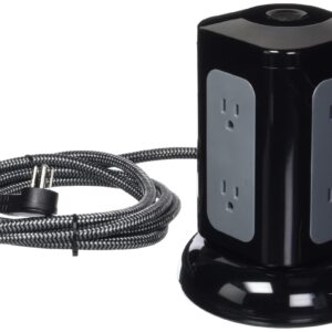 Tripp Lite Surge Protector Tower 6-Outlet 3X USB-A 1x USB C 8ft Cord Black (TLP606UCTOWER)