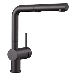 blanco 526367 linus low-arc pull-out dual spray kitchen faucet, 1.5 gpm, anthracite