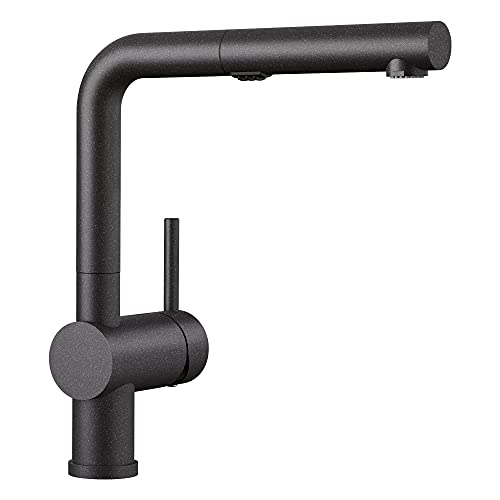 BLANCO 526367 Linus Low-Arc Pull-Out Dual Spray Kitchen Faucet, 1.5 GPM, Anthracite