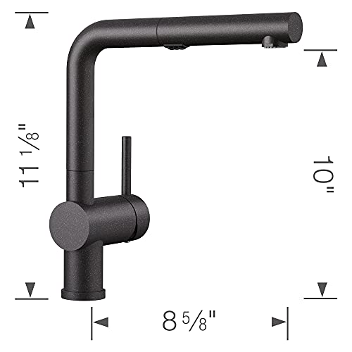 BLANCO 526367 Linus Low-Arc Pull-Out Dual Spray Kitchen Faucet, 1.5 GPM, Anthracite