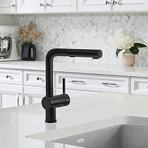 BLANCO 526367 Linus Low-Arc Pull-Out Dual Spray Kitchen Faucet, 1.5 GPM, Anthracite