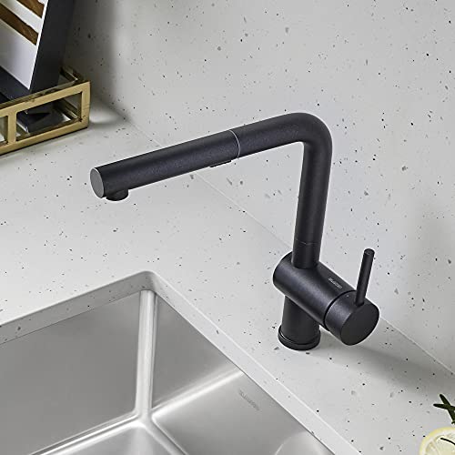 BLANCO 526367 Linus Low-Arc Pull-Out Dual Spray Kitchen Faucet, 1.5 GPM, Anthracite