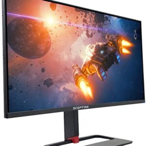 Sceptre 27 inch QHD IPS LED Monitor 2560x1440 HDR400 HDMI DisplayPort up to 144Hz 1ms Height Adjustable, Build-in Speakers, Gunmetal Black (E275B-QPN168)