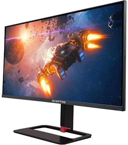 Sceptre 27 inch QHD IPS LED Monitor 2560x1440 HDR400 HDMI DisplayPort up to 144Hz 1ms Height Adjustable, Build-in Speakers, Gunmetal Black (E275B-QPN168)