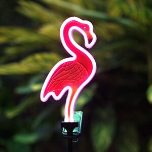 Solar Flamingo Pink Neon Light - 2Pack 42 inch Metal Garden Stake Lights, Flamingo Gifts for Women Path Lighting for Yard Lawn Patio Walkway Decor