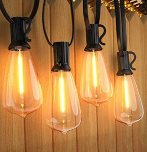 afirst outdoor led string lights 20ft - patio lights with 22 shatterproof bulbs(2 spare) waterproof connectable edison bulb string lights for outside backyard porch lighting