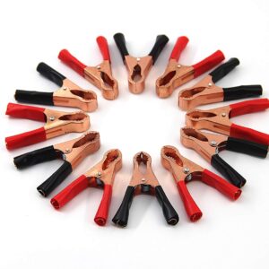 12PCS 50A Insulated Alligator Clips, Black & Red Durable Heavy Duty Clamps, Boot Metal Spring Loaded Truck Car Battery Electric Test Clips Lead Probe Battery Clamps