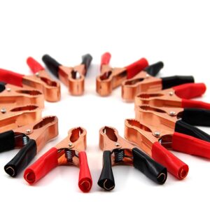 12PCS 50A Insulated Alligator Clips, Black & Red Durable Heavy Duty Clamps, Boot Metal Spring Loaded Truck Car Battery Electric Test Clips Lead Probe Battery Clamps