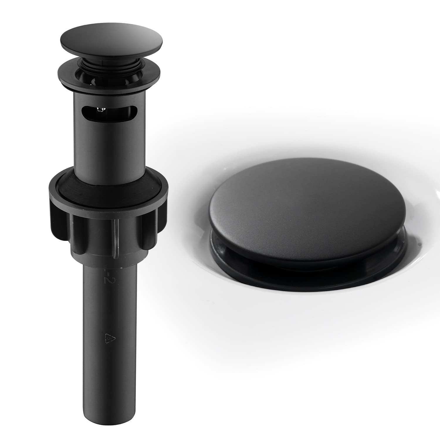 Pop Up Bathroom Sink Drain with Overflow Matte Black Pop Up Drain Stopper Vessel Sink Lavatory Vanity Anti Clog Leak Proofing