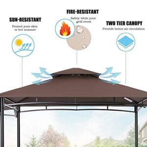 FAB BASED 5x11 Grill Gazebo, Outdoor BBQ Grill Patio Canopy with Extra Shadow & LED Lights, Barbeque Gazebo Canopy (Brown)