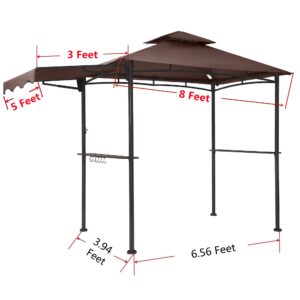 FAB BASED 5x11 Grill Gazebo, Outdoor BBQ Grill Patio Canopy with Extra Shadow & LED Lights, Barbeque Gazebo Canopy (Brown)