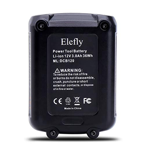 ELEFLY 2 Pack 12V 3.0Ah Lithium Battery Replacement for Dewalt 12V Battery DCB120 DCB124 DCB126, Compatible with Dewalt 12V Drill Tool Battery DCB121 DCB122 DCB123 DCB127