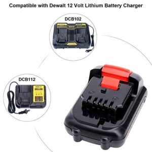 ELEFLY 2 Pack 12V 3.0Ah Lithium Battery Replacement for Dewalt 12V Battery DCB120 DCB124 DCB126, Compatible with Dewalt 12V Drill Tool Battery DCB121 DCB122 DCB123 DCB127