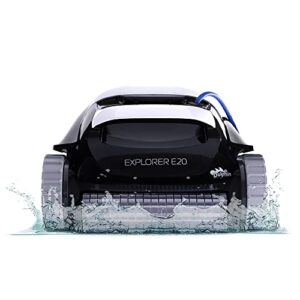 dolphin explorer e20 robotic pool vacuum cleaner — powerful wall climbing capability for an ultimate clean — powerful active scrubbing brush — ideal for all pool types up to 33 ft in length