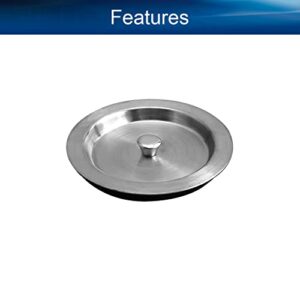 Yinpecly Metal Sink Drain Stopper Stainless Steel Sink Plug with Rubber Sealing Lid 4.69 inch Diameter Knob Design for Kitchen Sink Bathtub 2pcs