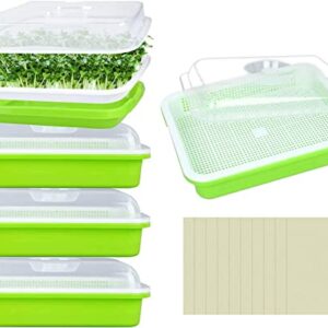 Legigo 5 Pack Seed Sprouter Trays with Lids- Soil-Free Cultivation Germination Tray, BPA Free Micro Greens Growing Trays Seed Sprouting Trays Kit with Germinating Paper for Wheatgrass, Beans and More