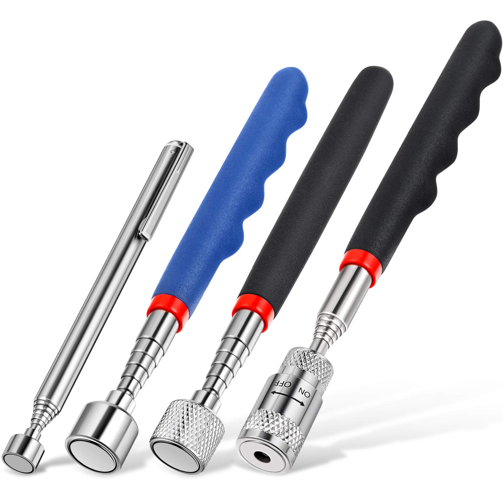 4 Pieces Telescoping Magnet Pickup Tools Includes 8 lb Magnet Pickup Tool Flexible Magnetic Stick Gadget 20 lb 15 lb and 3 lb Magnet Pick-up Tool Set for Men Birthday Father's Day Christmas