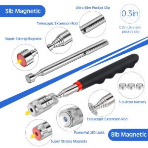 4 Pieces Telescoping Magnet Pickup Tools Includes 8 lb Magnet Pickup Tool Flexible Magnetic Stick Gadget 20 lb 15 lb and 3 lb Magnet Pick-up Tool Set for Men Birthday Father's Day Christmas