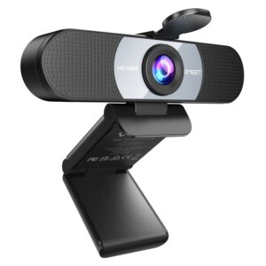 1080p hd webcam, emeet streaming webcam with 4 de-noise mics, smart ai focus & low-light correction, adjustable fov, w/privacy cover, plug&play usb-c webcam for youtube, gaming twitch, pc/mac-jupiter.