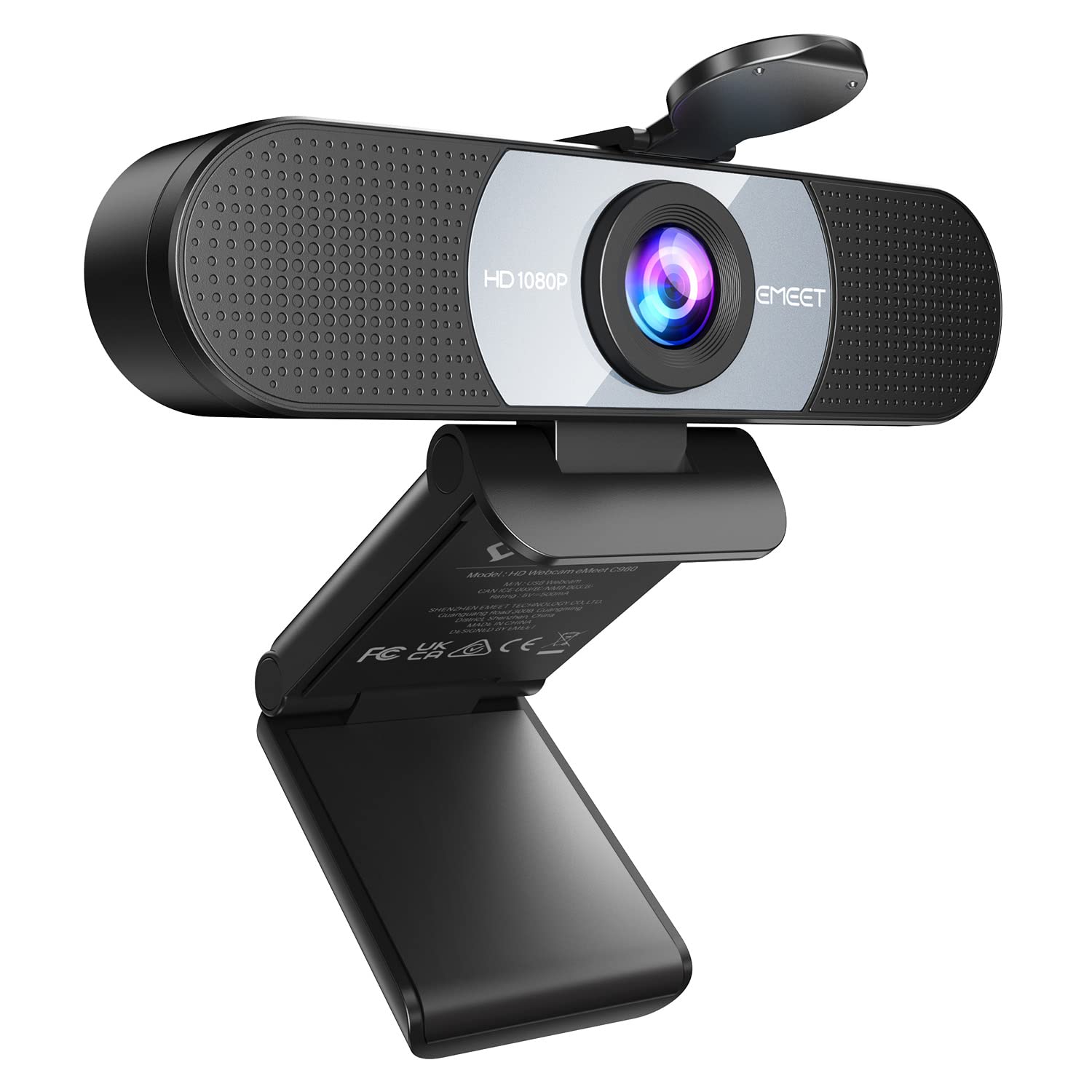 1080P HD Webcam, EMEET Streaming Webcam with 4 De-Noise Mics, Smart AI Focus & Low-light Correction, Adjustable FOV, w/Privacy Cover, Plug&Play USB-C Webcam for YouTube, Gaming Twitch, PC/Mac-Jupiter.