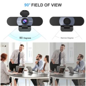 1080P HD Webcam, EMEET Streaming Webcam with 4 De-Noise Mics, Smart AI Focus & Low-light Correction, Adjustable FOV, w/Privacy Cover, Plug&Play USB-C Webcam for YouTube, Gaming Twitch, PC/Mac-Jupiter.