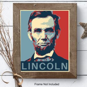 Abraham Lincoln Poster - Abe Lincoln Patriotic Wall Decor for Office, Home, Living Room, Den - Abraham Lincoln Gifts for Patriots, Republicans, Conservatives, Democrats, Liberals - USA US Wall Art