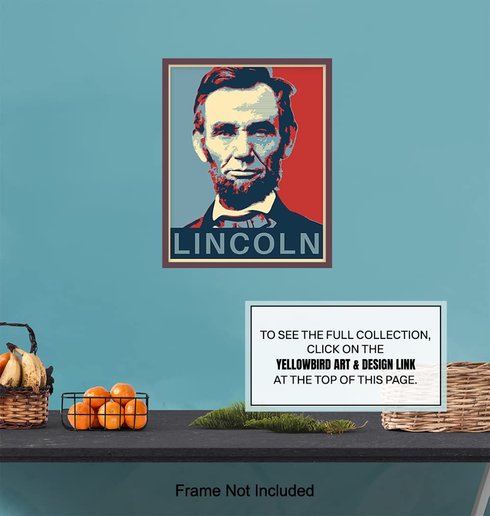 Abraham Lincoln Poster - Abe Lincoln Patriotic Wall Decor for Office, Home, Living Room, Den - Abraham Lincoln Gifts for Patriots, Republicans, Conservatives, Democrats, Liberals - USA US Wall Art